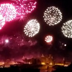 Feu d'artifice à la cité de Carcassonne le 14 juillet 2015